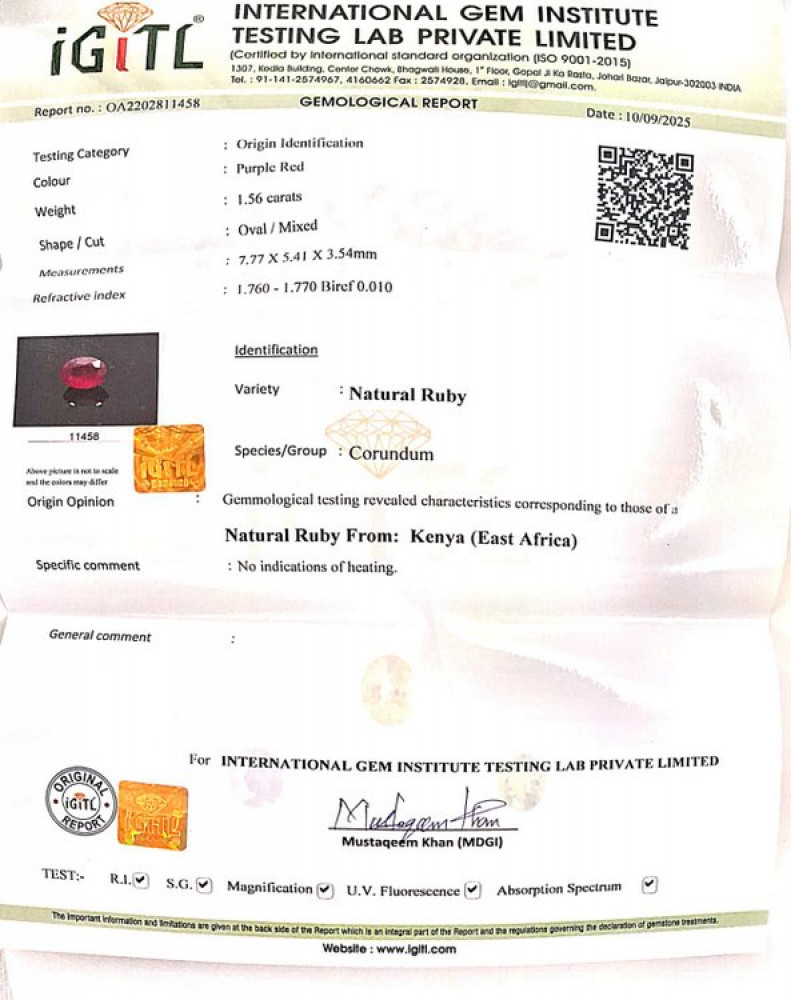 Natural Ruby - 1.56 Carat