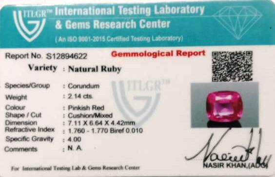 Natural Ruby - 2.14 Carat
