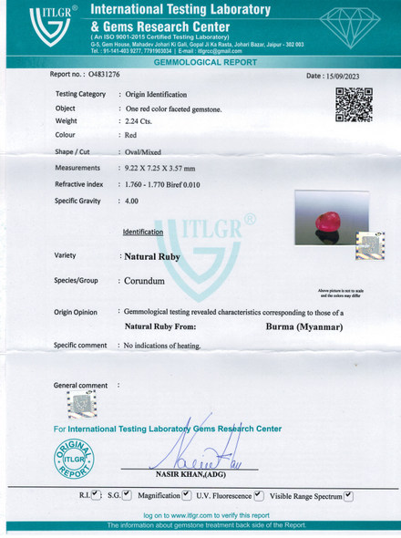 Natural Ruby - 2.24 Carat