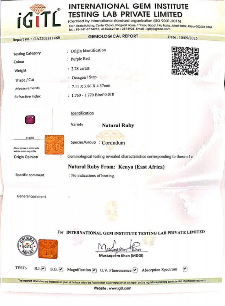 Natural Ruby - 2.28 Carat