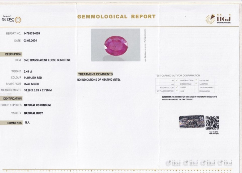 Natural Ruby - 2.49 Carat