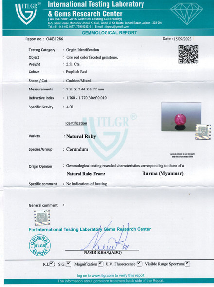 Natural Ruby - 2.51 Carat