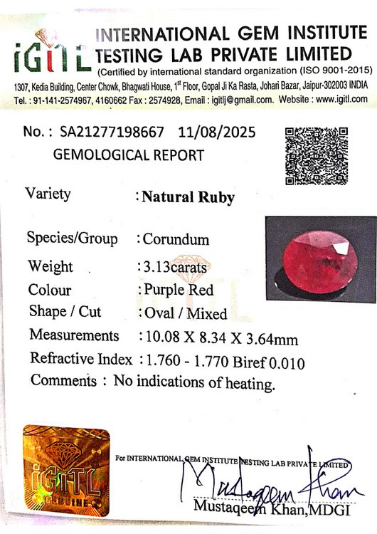 Natural Ruby - 3.13 Carat
