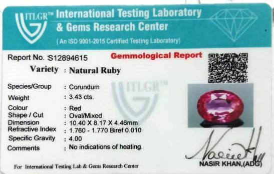 Natural Ruby - 3.43 Carat