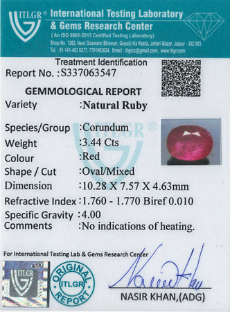 Natural Ruby - 3.44 Carat