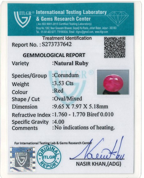 Natural Ruby - 3.53 Carat