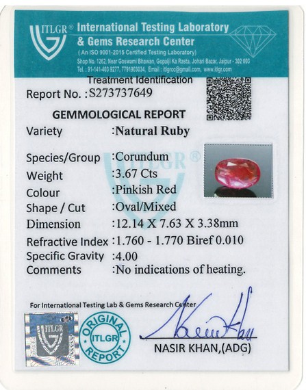 Natural Ruby - 3.67 Carat