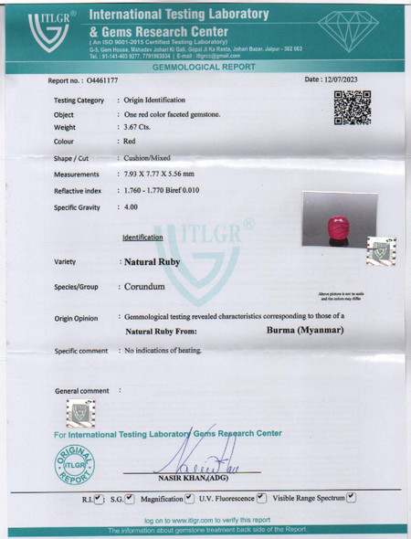 Natural Ruby - 3.67 Carat