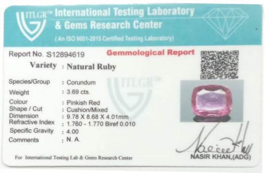 Natural Ruby - 3.69 Carat