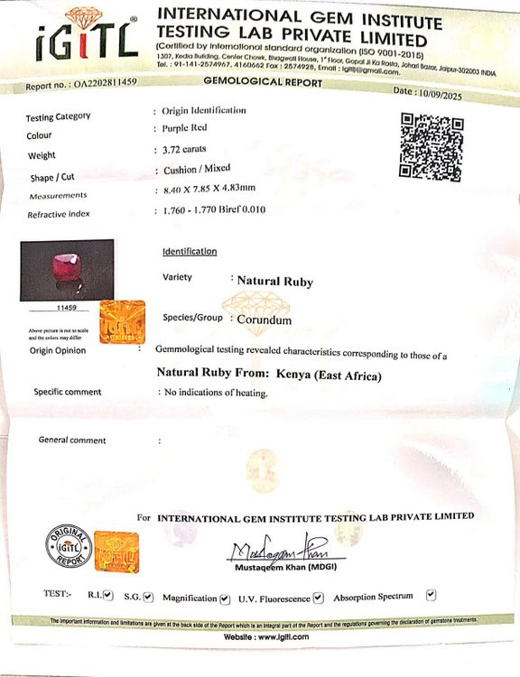 Natural Ruby - 3.72 Carat