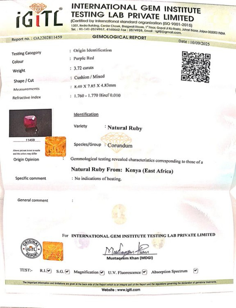 Natural Ruby - 3.72 Carat