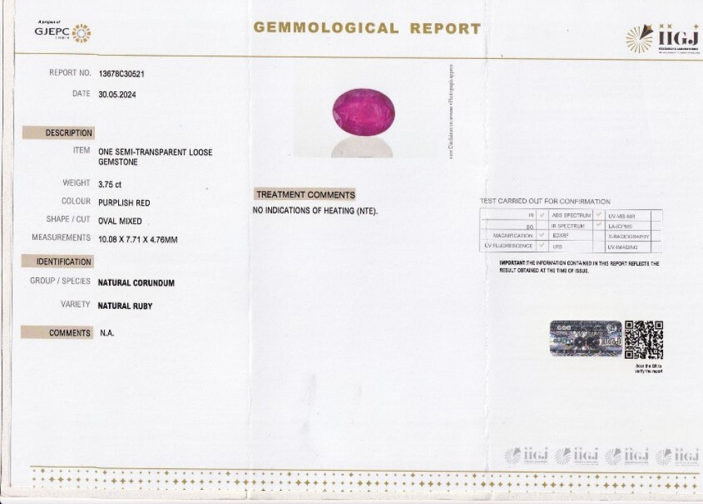 Natural Ruby - 3.75 Carat