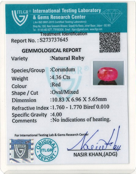 Natural Ruby - 4.36 Carat