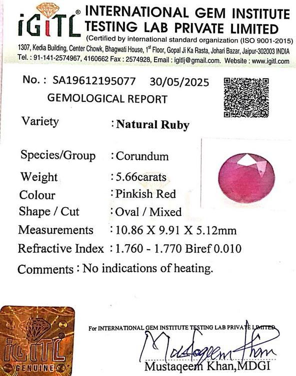 Natural Ruby - 5.66 Carat