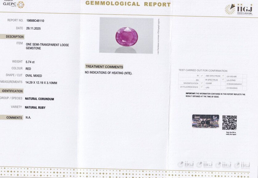 Natural Ruby - 5.74 Carat