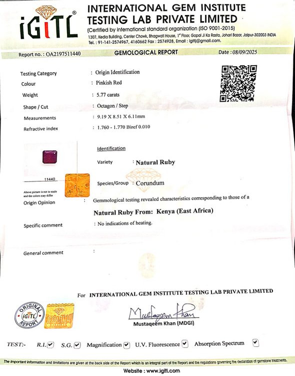 Natural Ruby - 5.77 Carat