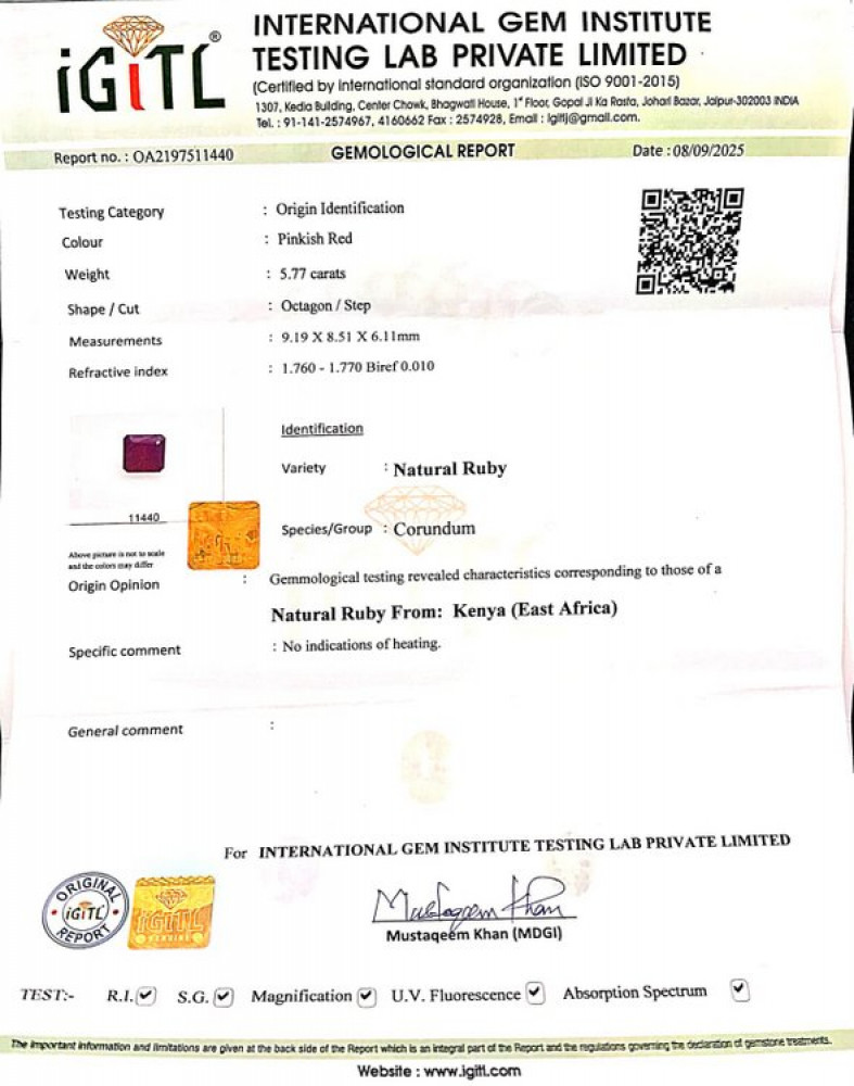 Natural Ruby - 5.77 Carat