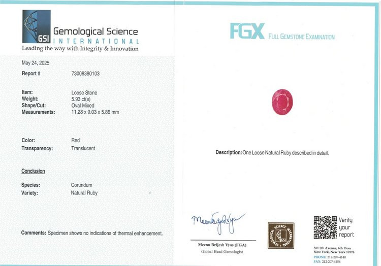 Natural Ruby - 5.93 Carat