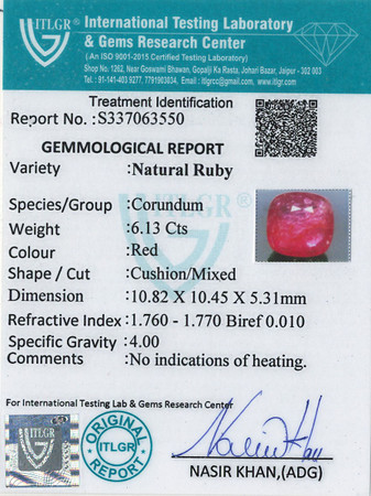 Natural Ruby - 6.13 Carat