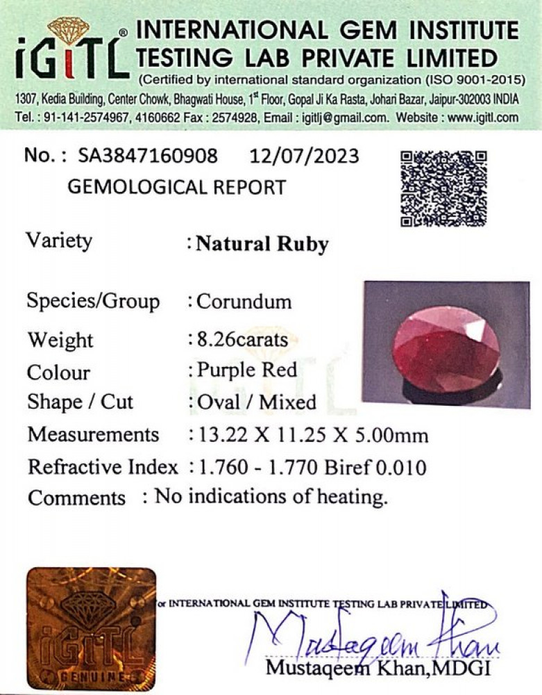Natural Ruby - 8.26 Carat