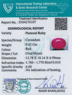 Natural Ruby - 9.42 Carat