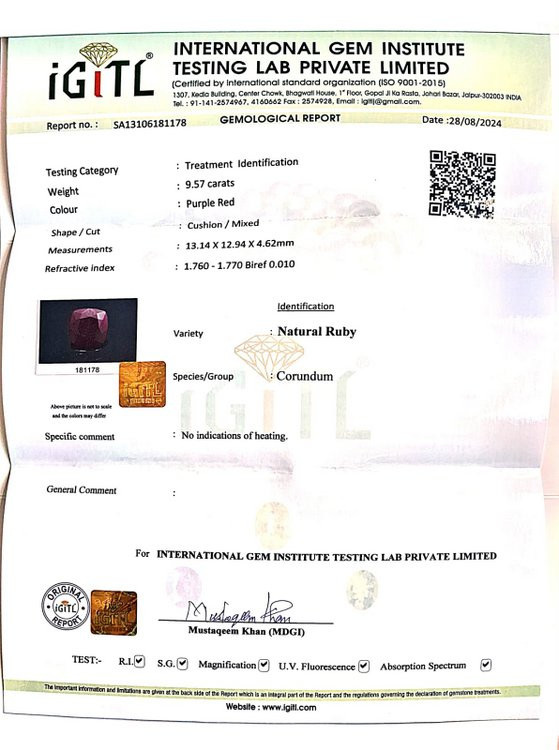 Natural Ruby -9.57 Carat