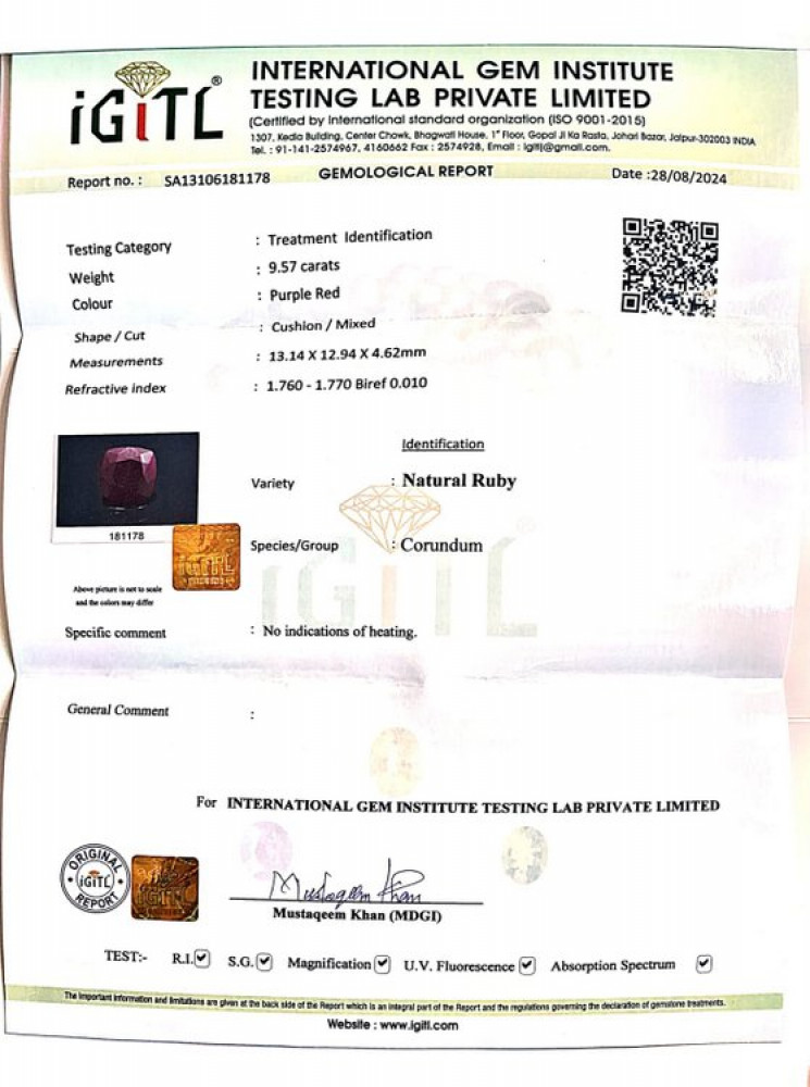 Natural Ruby -9.57 Carat