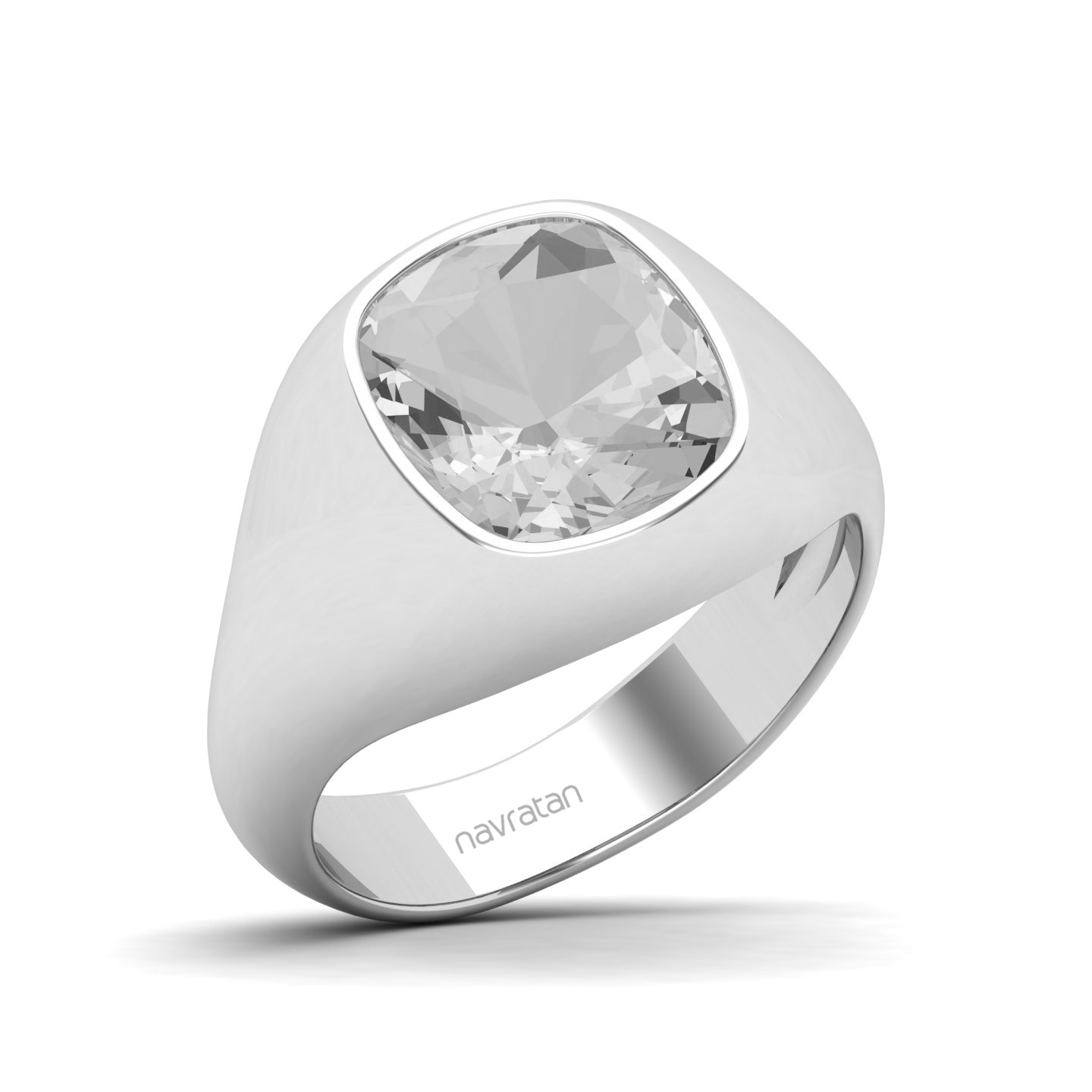 Ocean Serenity White Sapphire Solitaire Ring