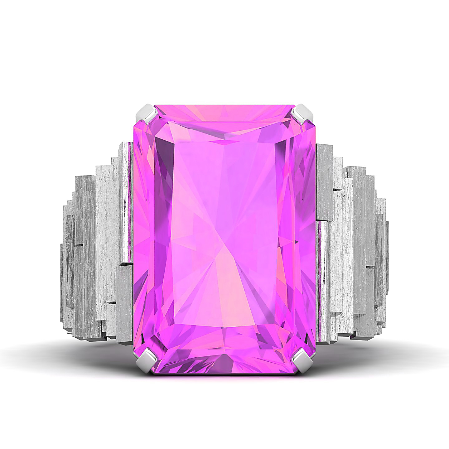Orchid Glow Staircase Pattern Band Pink Sapphire Ring