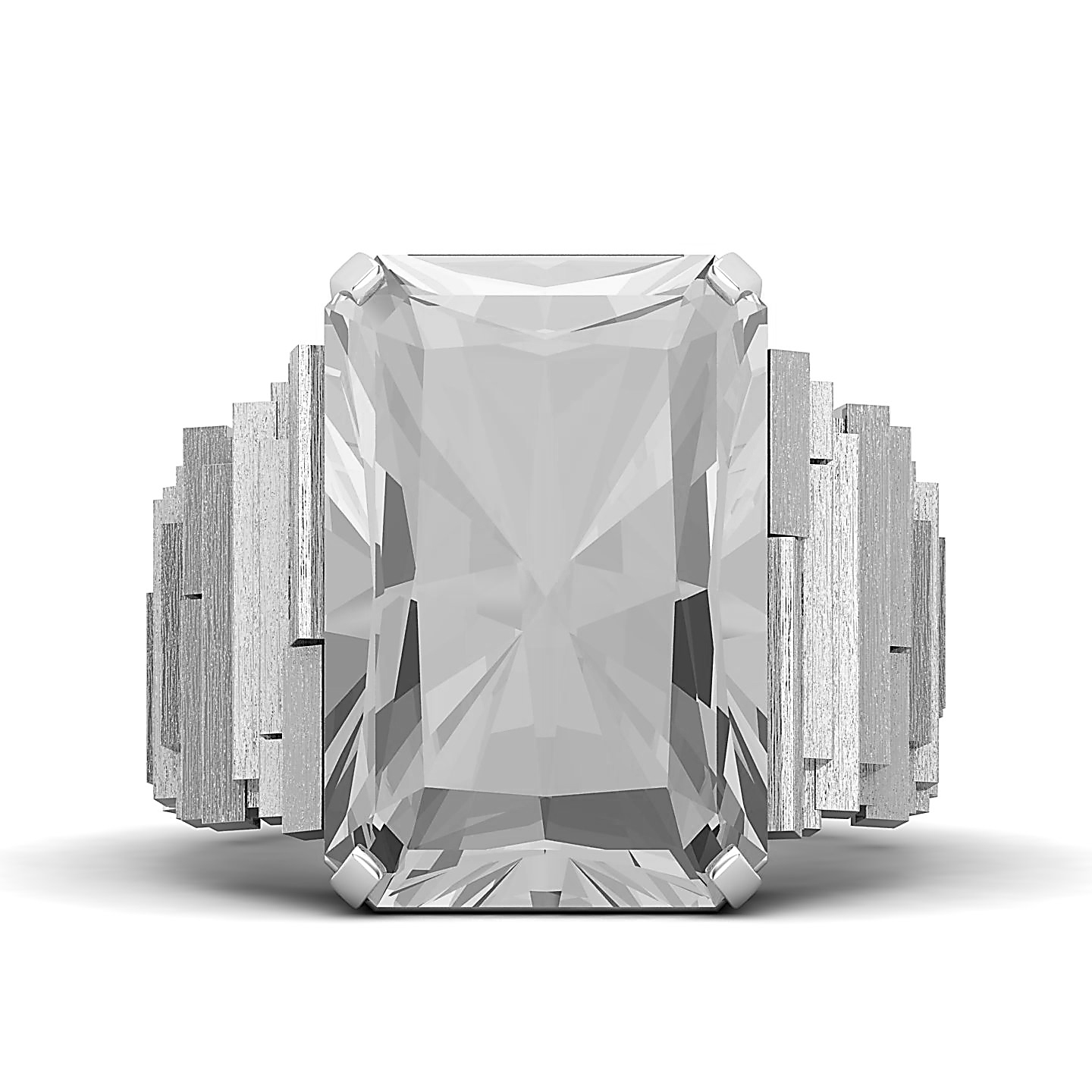 Orchid Glow Staircase Pattern Band White Sapphire Ring