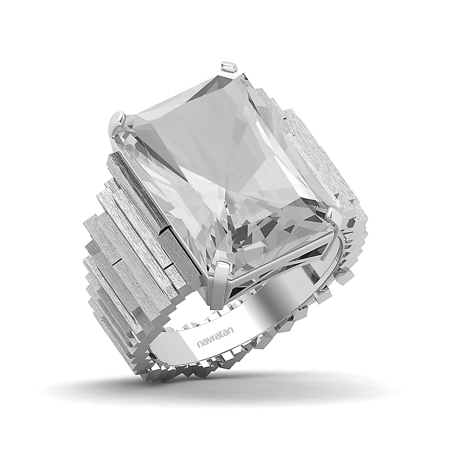 Orchid Glow Staircase Pattern Band White Sapphire Ring