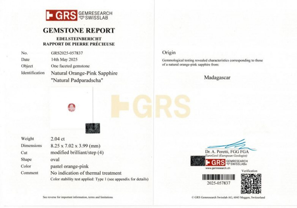 Padparadscha Sapphire - 2.04 Carat