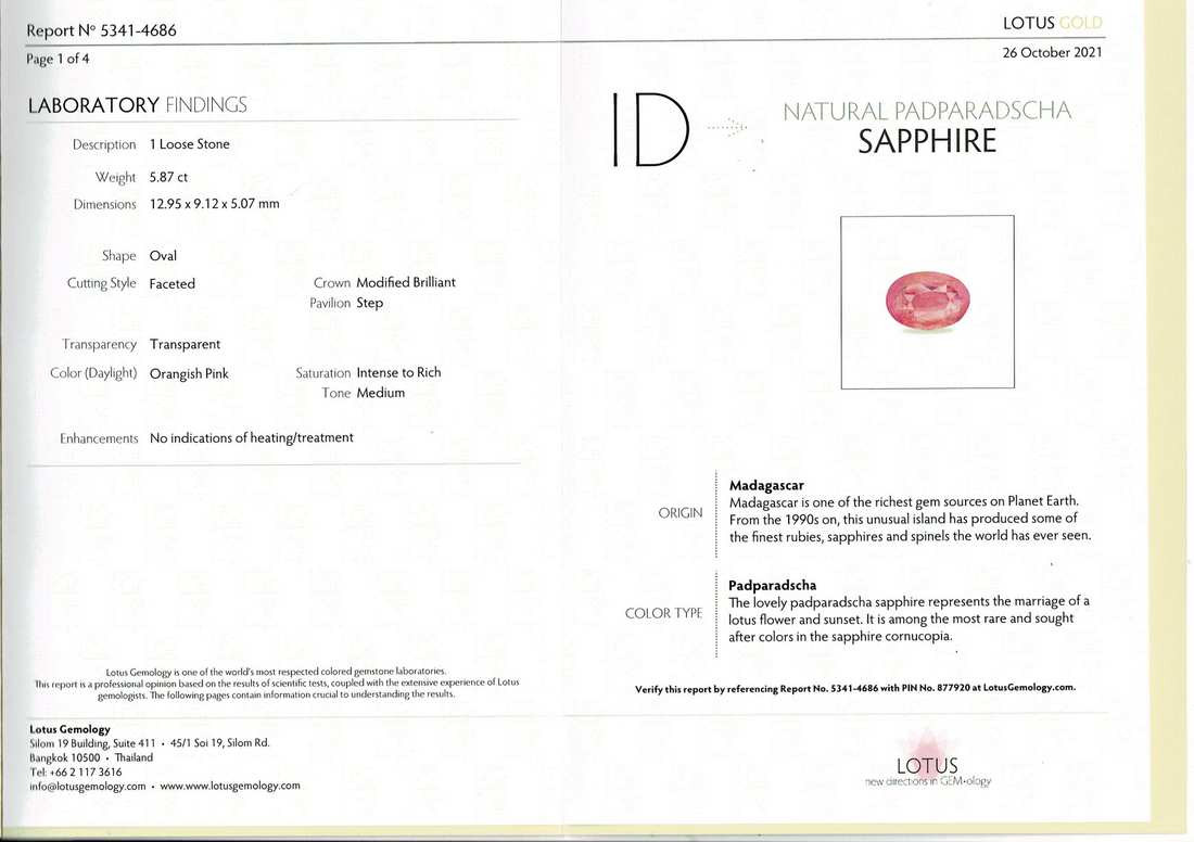 Padparadscha Sapphire - 5.87 Carat