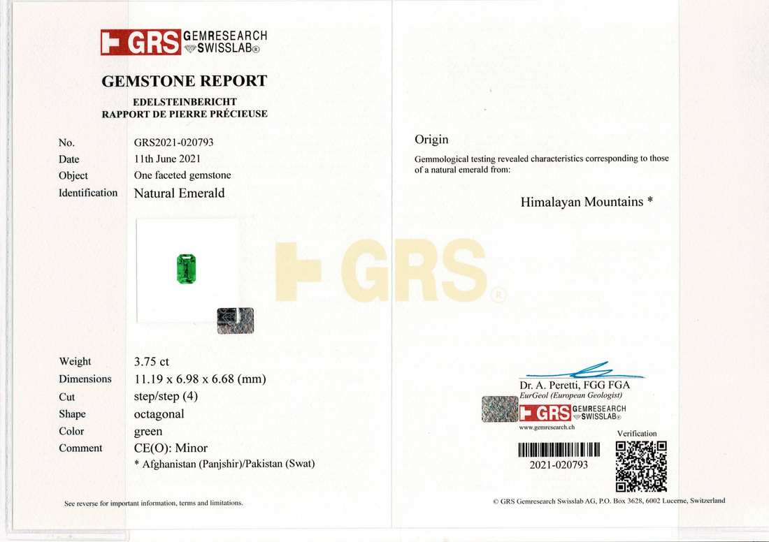 Panjshir Minor Oil Emerald - 3.75 Carat