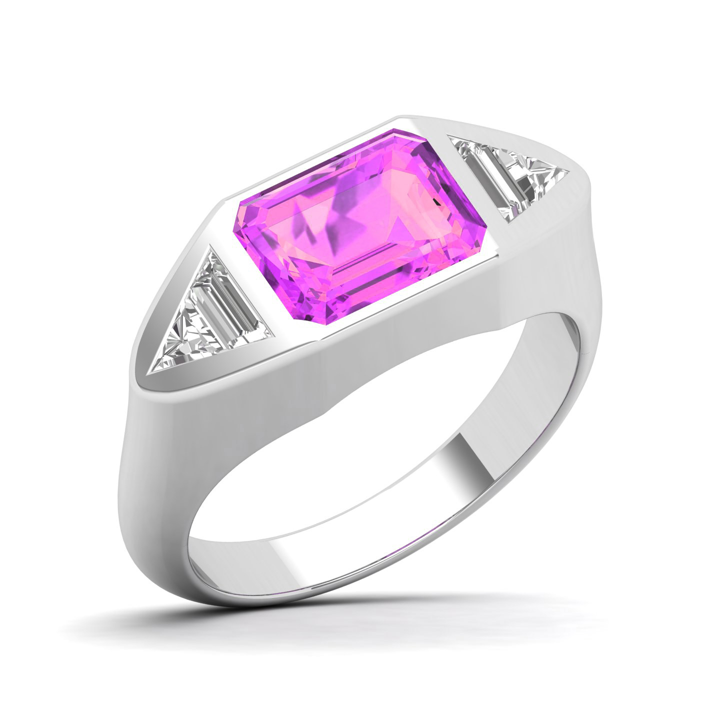 Past Present Future Trio Pink Sapphire Ring