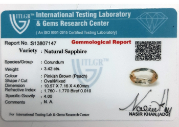 Peach Sapphire - 3.42 Carat