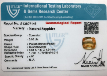 Peach Sapphire - 3.93 Carat