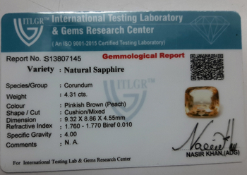Peach Sapphire - 4.31 Carat