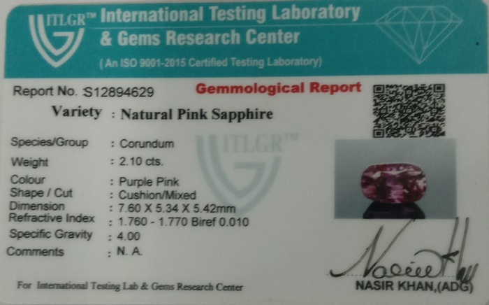 Pink Sapphire - 2.1 Carat