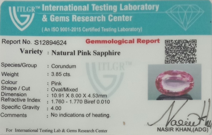 Pink Sapphire - 3.85 Carat