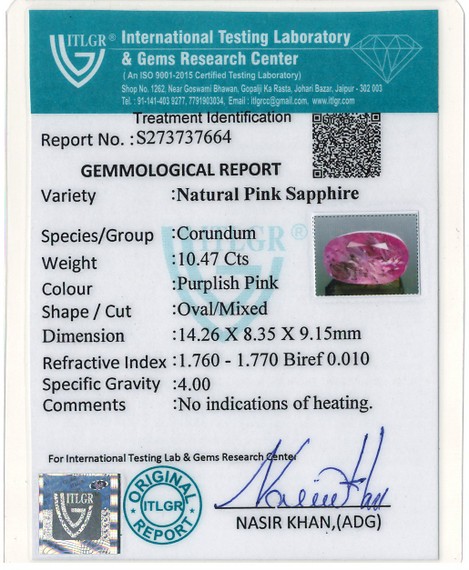 Pink Sapphire - 10.47 Carat