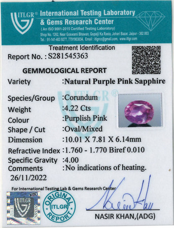 Pink Sapphire - 4.22 Carat