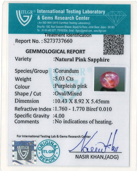 Pink Sapphire - 5.03 Carat