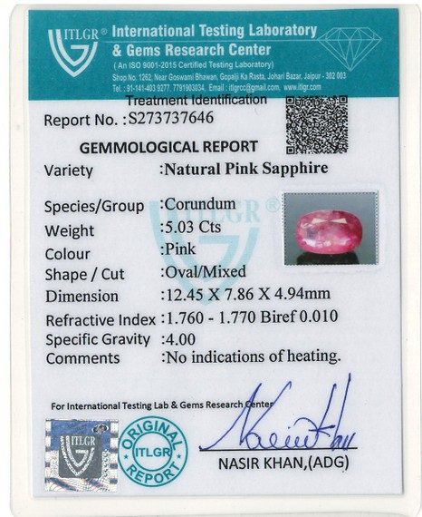 Pink Sapphire - 5.03 Carat
