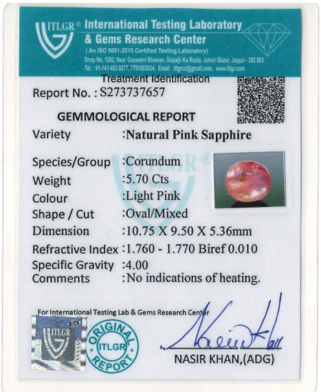 Pink Sapphire - 5.70 Carat