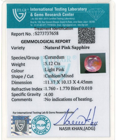 Pink Sapphire - 5.12 Carat