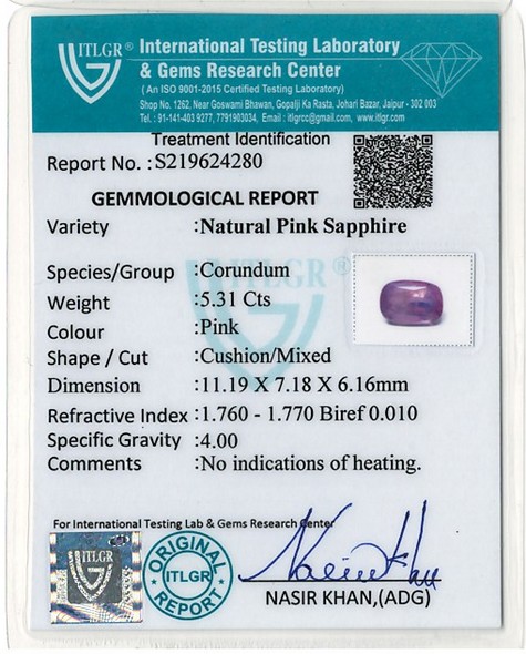 Pink Sapphire - 5.31 Carat