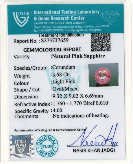 Pink Sapphire - 5.68 Carat