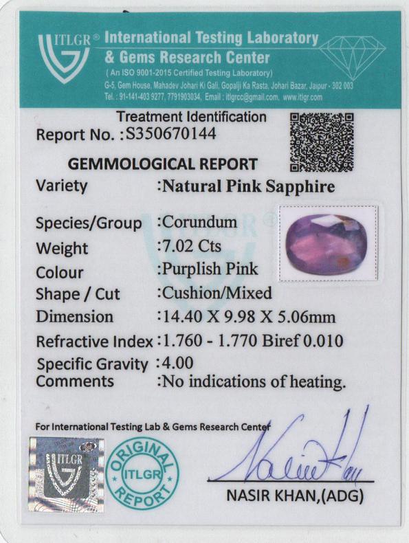 Pink Sapphire - 7.02 Carat