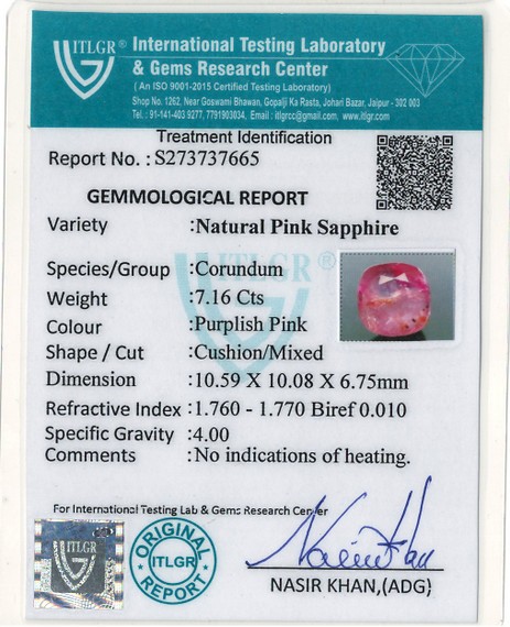 Pink Sapphire - 7.16 Carat